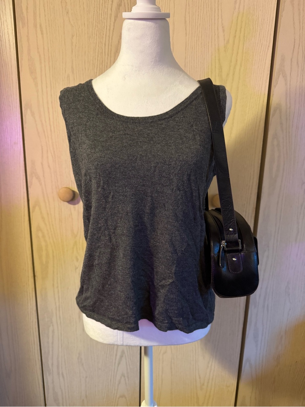 August Silk Charcoal Scoop Neck Tank Top